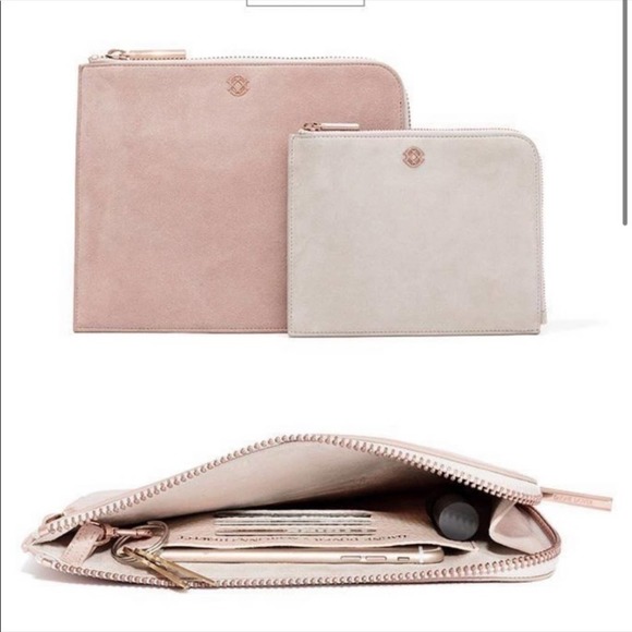 Dagne Dover Handbags - Dagne Dover x Marlanna Hewitt Blush Suede Elle Clutch